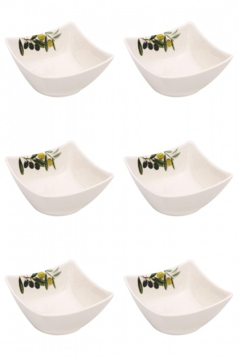 Set boluri, 6 piese, 200 ml, Ceramica, Alb imprimeu