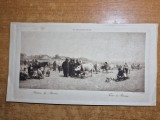Litografie dupa pictura lui nicolae grigorescu - balci la bacau - aprox. anii 1900-1910