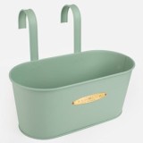 Jardinieră Suspendabilă Metalică Verde Mentă cu Suporturi pentru Balustradă, CMCLASS