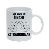 Cana alba personalizata &quot;Asa arata un unchi extraordinar&quot;, INOVATIX&reg;. 330ml
