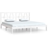 Cumpara ieftin Cadru de pat, alb, 200x200 cm, lemn masiv de pin