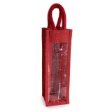 Gentuta cadouri sticle vin iuta rosie cm 11x11x46 H