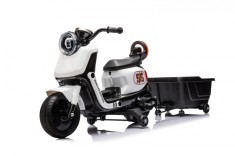 Scuter electric pentru copii, cu remorca si telecomanda Kinderauto BJBTK3 70W, alb foto