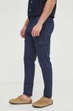 Les Deux pantaloni barbati, culoarea albastru marin, mulata