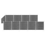 Cumpara ieftin Set panouri gard, 9 patrate + 1 oblic, gri, 1657x186 cm, WPC