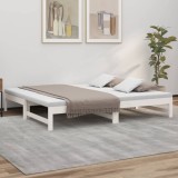 vidaXL Pat de zi extensibil, alb, 2x(90x190) cm, lemn masiv de pin