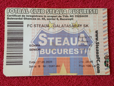 Bilet meci fotbal STEAUA BUCURESTI - GALATASARAY (27.08.2008) foto