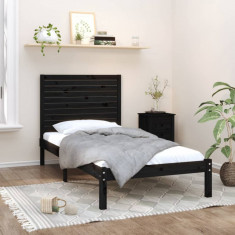 Cadru de pat, negru, 100x200 cm, lemn masiv foto