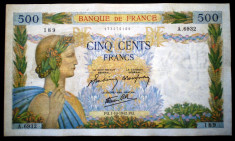 351 FRANTA WWII 500 FRANCS FRANCI 1.10.1942 SR. 189 foto