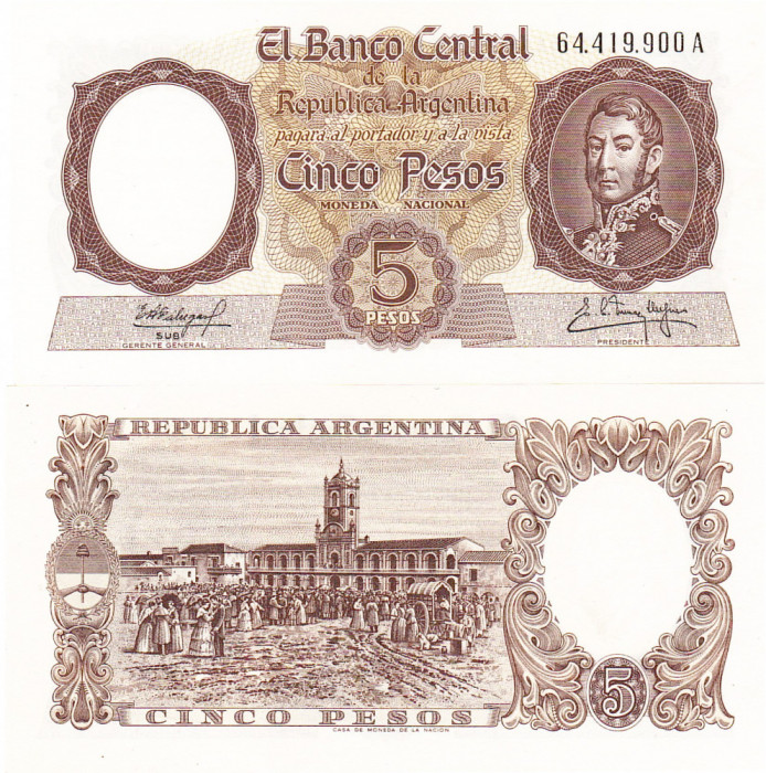 Argentina 5 Pesos 1960-62 P-275c UNC