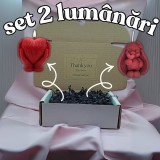 Cumpara ieftin Set 2 lumanari parfumate , Inima in maini si Iepuras Love Cadou handmade din ceara naturala