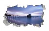 Sticker decorativ perete 3D Plaja efect gaura 85cm PVC autocolant multicolor bv