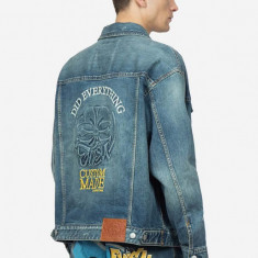 Evisu geacă din denim bărbați, de tranziție, oversize 2ESHTM3DJ710LFCS-indigo