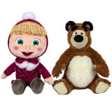 Set 2 jucarii din plus Masha cu pardesiu 26 cm si Ursul 25 cm, Masha &amp; The Bear