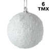 Set Globuri Crăciun TMX, Spumă, Glitter, 6 Bucăți, Alb, 6 cm, Oem