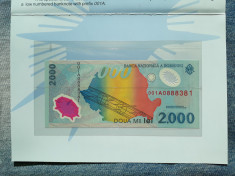 2000 Lei 1999 In pliant original / folder / Romania Eclipsa totala de soare UNC foto