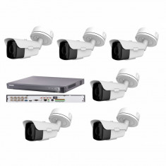 Kit 6 camere supraveghere 4K 8MP, IR 60m, zoom motorizat + DVR 8 canale 4K 8MP Turbo HD HikVision foto