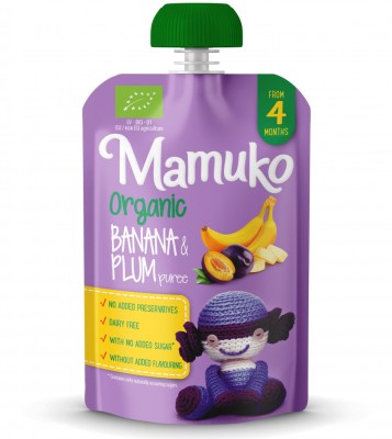 Piure de banane si prune bio 100g Mamuko foto