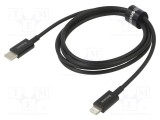 Cablu Apple Lightning la USB C 1m 20W negru BASEUS