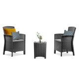 Set mobilier gradina Leziter Lima Ratan Plastic Antracit Balcon Rezistent Intemperii UV