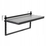Masuta suspendata pentru balcon, pliabila si reglabila, 80x37 cm, neagra