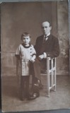 Foto veche tip CP / Foto Ideal / Tata si copil / Campina / interbelica / patern
