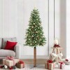 VidaXL Brad de Crăciun subțire Verde 210 cm PVC și lemn de PIN masiv 3394881