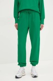 adidas pantaloni de trening din bumbac ALL SZN femei, culoarea verde, neted, JD4724