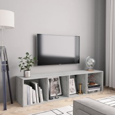 vidaXL Bibliotecă/Comodă TV, gri beton, 143x30x36 cm