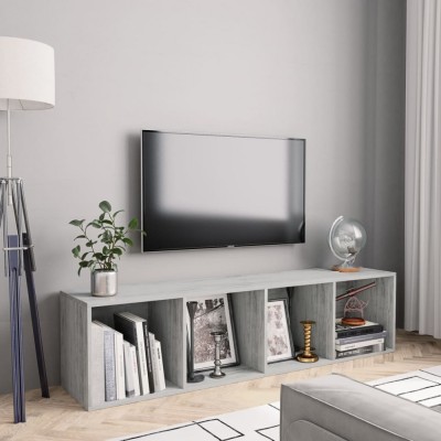 vidaXL Bibliotecă/Comodă TV, gri beton, 143x30x36 cm 800265 foto