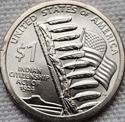 1 Dollar 2024 USA, Indian Citizenship Act of 1924, Sacagawea, unc, litera D/P foto