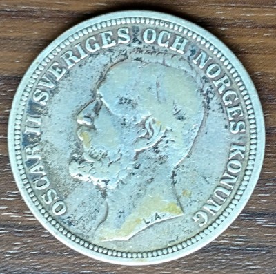 Moneda Suedia - 2 Kronor 1897 - Argint foto