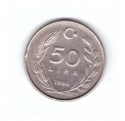 Moneda Turica 50 lire/lira 1986, stare buna, curata foto