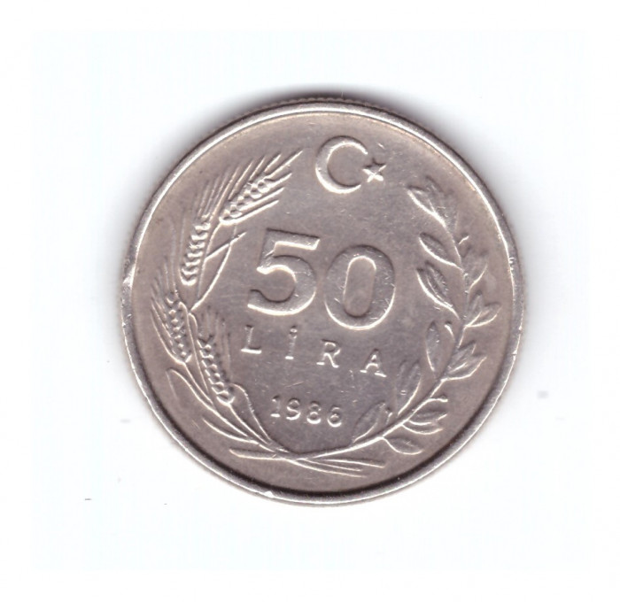 Moneda Turica 50 lire/lira 1986, stare buna, curata