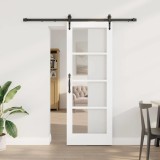 Set de ușă glisantă cu accesorii Alb 73.5x198.5 cm Lemn de pin masiv
