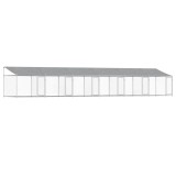 Cumpara ieftin Cusca caini cu acoperis si usi, gri, 12x2x2 m, otel galvanizat