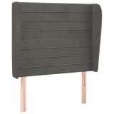 Cumpara ieftin Tablie de pat cu aripioare gri inchis 103x23x118/128 cm catifea