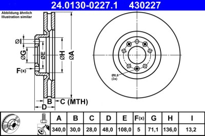 ATE 24.0130-0227.1 Disc frana foto
