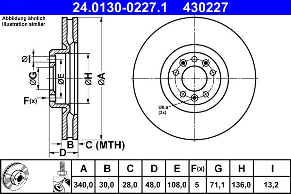 ATE 24.0130-0227.1 Disc frana