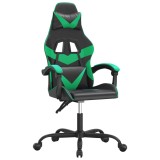 Cumpara ieftin Scaun de gaming pivotant, negru si verde, piele ecologica