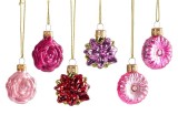 Set 6 ornamente brad Craciun sticla multicolora 5,2x3x6,5h