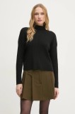 Sisley pulover din amestec de l&acirc;nă femei, culoarea negru, light, cu turtleneck, 106WM201U