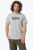 Cumpara ieftin Tricou barbati cu imprimeu cu logo Tommy Jeans din bumbac organic gri, S, Tommy Hilfiger