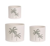 Cumpara ieftin Set 3 ghivece flori teracota alba verde Palm &Oslash;20x17,5h; &oslash;25x22h; &oslash;30x25h
