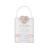 Tablita decorativa din lemn, Suspendabila, Family Rules, 20x14.5 cm, ATU-080587, Oem