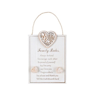 Tablita decorativa din lemn, Suspendabila, Family Rules, 20x14.5 cm, ATU-080587 foto