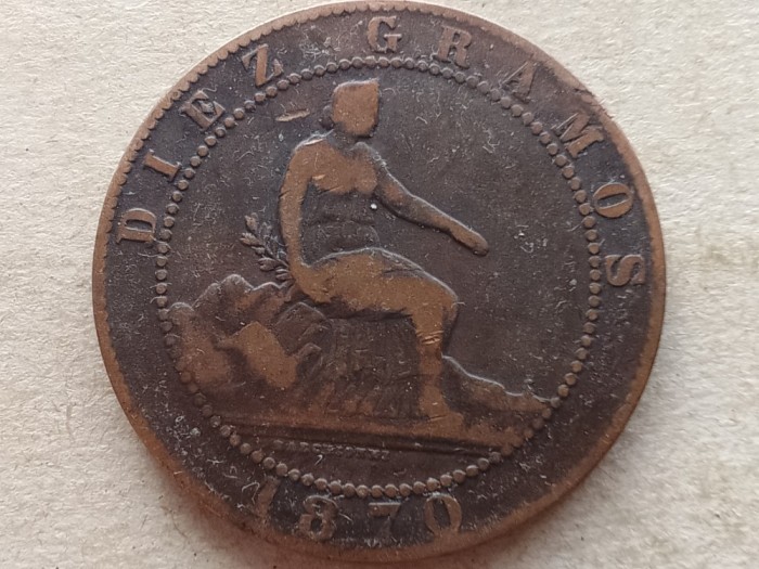 SPANIA-10 CENTIMOS 1870