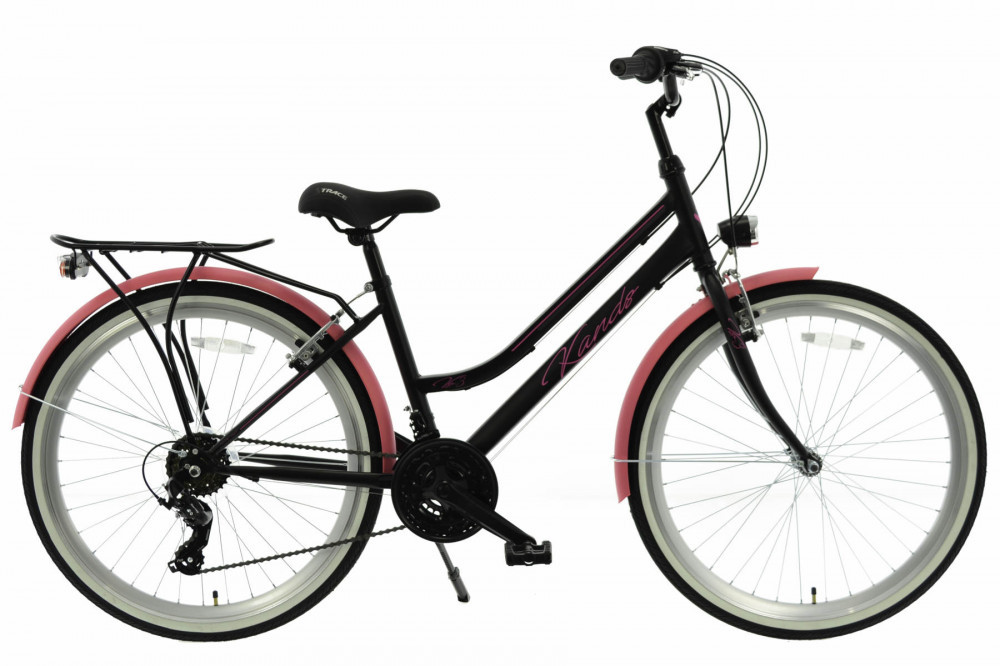 Bicicleta Dama Kands Laguna vs-3, Shimano, Roata 26'', Negru/Roz - 17 inch  – 155-175 cm inaltime | Okazii.ro