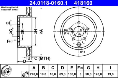 ATE 24.0118-0160.1 Disc frana foto