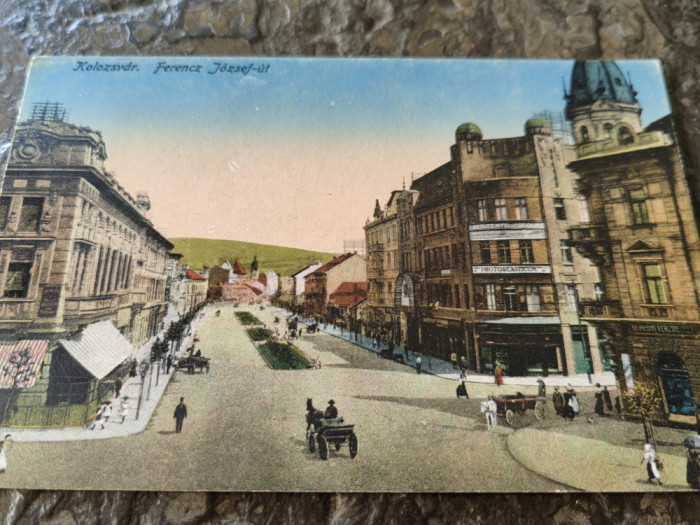 Carte postala Cluj, Koloszvar, Ferencz utca, 1900, necirculata, color,stare buna